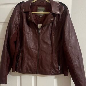 Maurices Deep Burgundy Leather Jacket